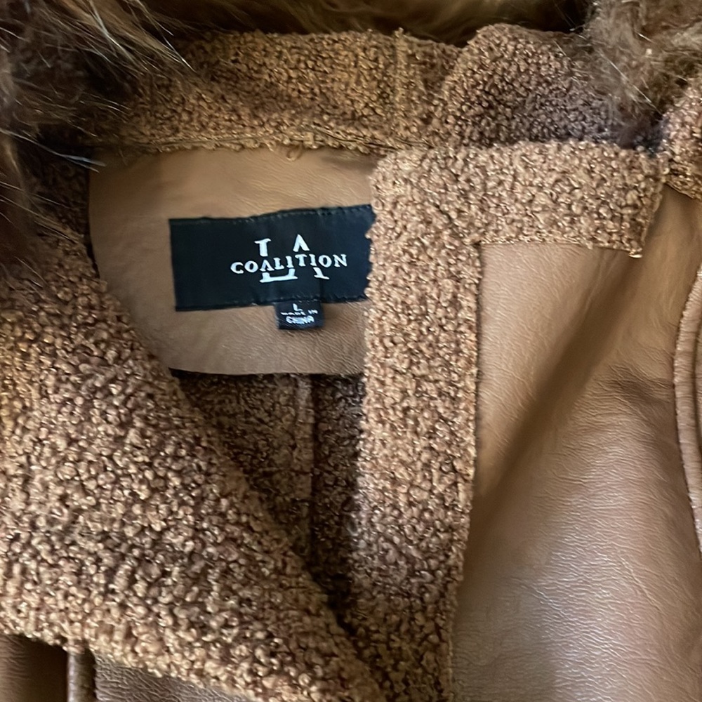 Beautiful Chocolate Brown Fall Jacket With Fur Ho… - image 2